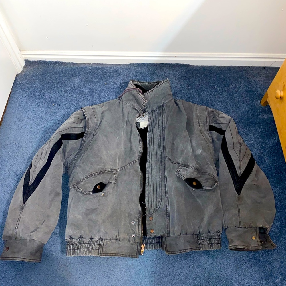 Expressions Streetwise - Vintage Thrift Bomber/Worker Denim Jacket - Gray L
